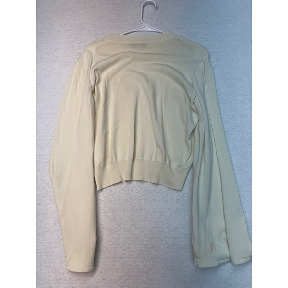 Solid & Striped Cream Bell Sleeve Cropped Crewneck Sweater Womens Large L - Picture 6 of 7